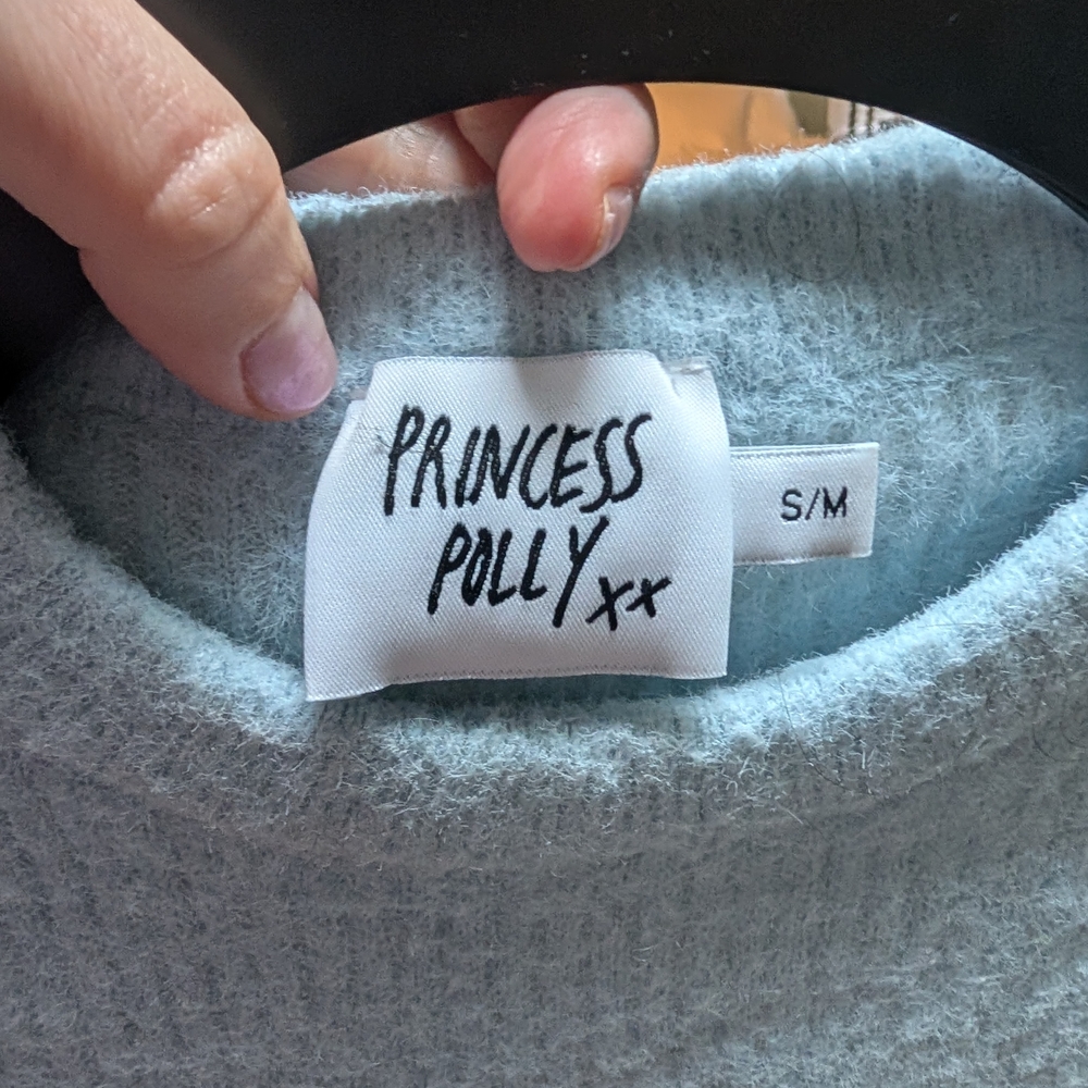 Princess Polly Pale Blue Fuzzy Knit Sweater